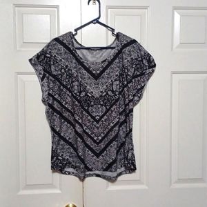 Style and co 3x womens short sleeve shirt dressy blacks grey